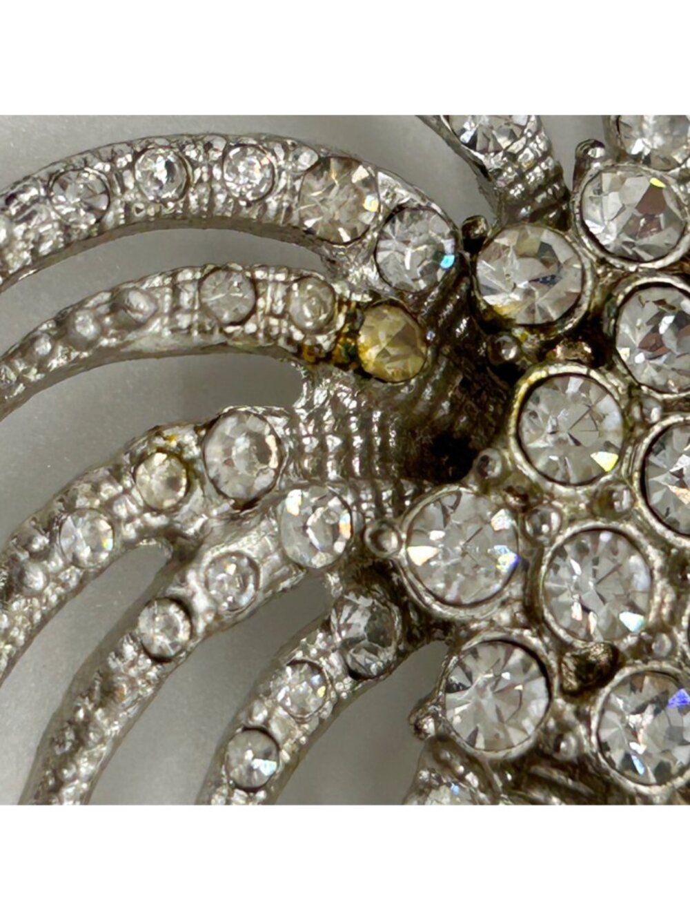 Vintage Silvertone Brooch Sunburst Starburst Swirl Rhinestone Retro Mid-Century - Picture 4 of 16